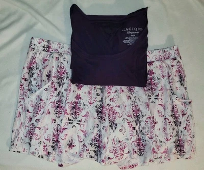 Pulôver manga comprida Cacique Intimates 2 peças pijama roxo tamanho 18/20 - Imagem 1 de 4