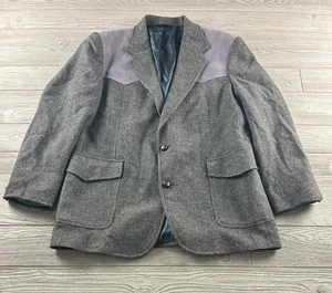 Vintage Pendleton Herren Blazer grau Tweed Western 100% Wolle & Wildleder Gr. 44 lang - Bild 1 von 8