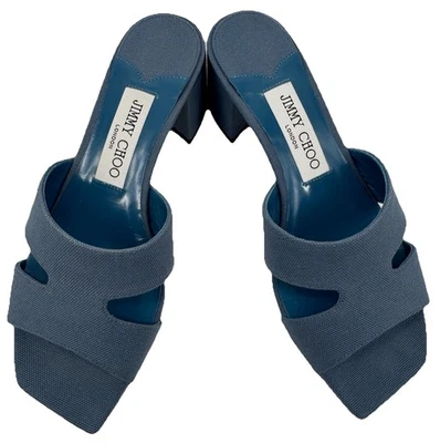 NUEVO Jimmy Choo Ellison Linen Mule 45 Sandalia Denim Azul EU 36 (US 6) Diseñador Foto 1 de 4