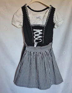 DRESS VINTAGE MARJO TRACHTEN TYROL OKTOBERFEST DIRNDL BLACK PLAID WOMEN:US 6/34 - Picture 1 of 10
