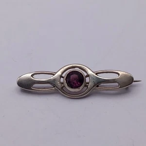 Antike ältere Sterling Silber Charles Horner Amethyst Paste Brosche. 40mm. - Bild 1 von 20
