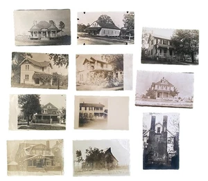 Collection lot of 11 Early 1900s Vintage RPPC Postcards of Homes, Architecture - Picture 1 of 2