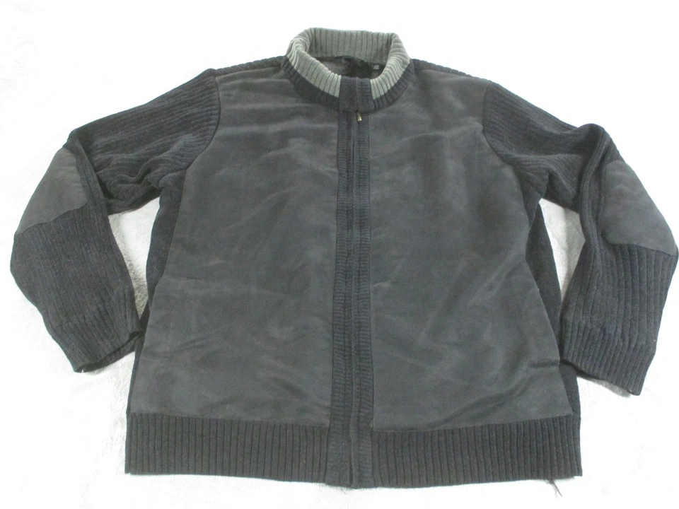 Chaqueta Saks Fifth Avenue Para Hombres XL Gris Gamuza Tejida Bombardero Cremallera Completa Suéter Forrado Foto 1 de 4