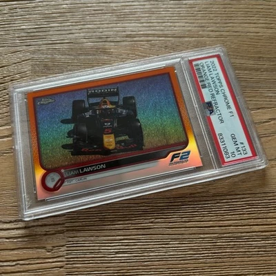 Liam Lawson 2022 Topps Chrome - F1 / Formula 1 Orange / Red Ref (PSA GEM MT 10) - Image 1 of 2