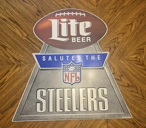 Seltenes Miller Lite Salutes NFL Pittsburgh Steelers Werbeschild - Bild 1 von 6