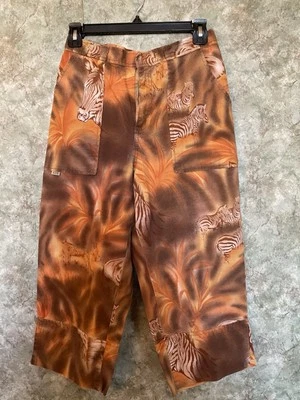 Vintage Blassport Zebra Print Quirky Linen-Cotton Cropped Pants - Image 1 of 4