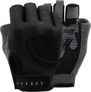 Breathable Workout Gloves with Curved Open Back, Black, Size Small - Picture 1 of 1