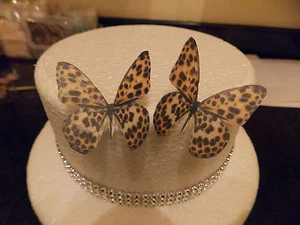 12 VORGEFERTIGTE Leopardendruck essbare Oblate/Reispapier Schmetterlinge Kuchen/Cupcake Topper - Bild 1 von 3