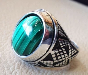 Green Malachite Ring Gemstone 925 Solid Silver Sigent Handmade Mens Ring MR#285 - Picture 1 of 4