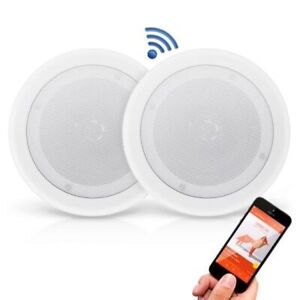 Dual 8’’ Bluetooth Ceiling / Wall Speakers, 2-Way Flush Mount Home Speaker Pair