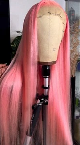 28 Inch Soft Pink Wig| Pastel Rose |Colored Long Hair |Elegant Style - Picture 1 of 2