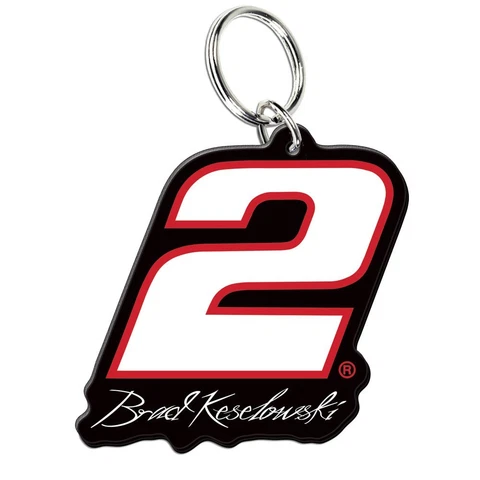 Brad Keselowski 2018 Wincraft #2 Car Number & Signature Key Ring Mirrored FREE Cover