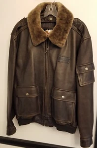 Vintage Harley Davidson Leather Bomber Jacket Mens XL Fur Shearling Collar EUC - Picture 1 of 8