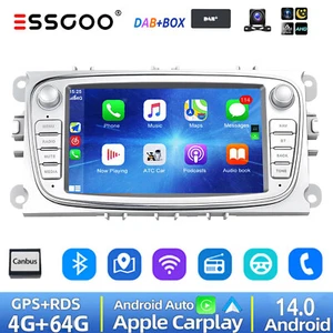 DAB+ 4+64G Autoradio Android 14 Für Ford Focus Mk2 Mondeo C/S MAX Galaxy GPS KAM - Bild 1 von 13