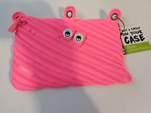 New ZIPIT Pink Zipsters Monster 3 Ring Binder Pencil Case School Supplies N2 - Picture 1 of 6