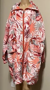 Spanner Damen-Regenjacke Größe XL korallefarben und cremefarben Blätterdruck gebraucht, in einwandfreiem Zustand - Bild 1 von 10