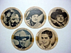 (5) 40er Jahre Dixie Tasse Deckel - berühmte Cowboys - g/vg - Bild 1 von 2