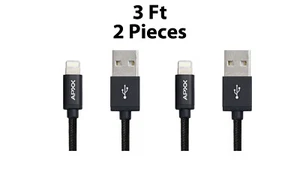2-Pieces 3 Ft Apple MFI Certified Lightning Cable Nylon Braided AL303D  - Picture 1 of 2