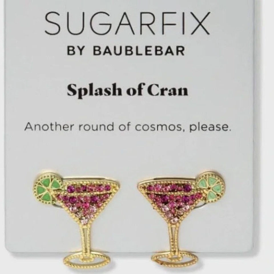 BaubleBar Splash of Cran Cosmos Cocktails Stud Earrings Sugarfix Pink Gold