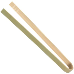 BambooMN 6.3" Mini Bamboo Disposable Tongs - Toast Tongs - 10 Pieces - Picture 1 of 7