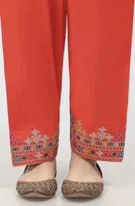 Pantalones Salwar Shalwar indios paquistaníes bordados naranja brillante SOLO tradicionales - Imagen 1 de 6