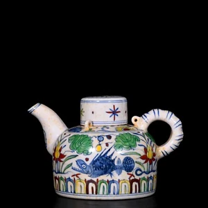 Fine Chinese Hand Painting Dou Polychrome Porcelain Fish Teapot - Picture 1 of 9