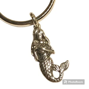Mermaid Keychain Keyring Silver Tone Metal Charm Island Beach Nautical - Picture 1 of 10