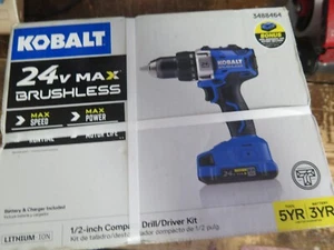 KOBALT 24V Brushless 1/2 INCH Compact Drill/Driver Kit 3488464 new BONUS BATTERY - Picture 1 of 6