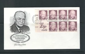 USA SC # 1395d Eisenhower Booklet pane of 7 plus label . No cachet - Picture 1 of 1