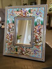 Persian Handmade, Hand Painted Khatam Mirror with Wooden Frame NEW