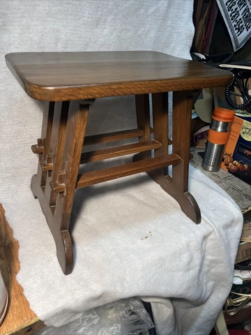 Mid Century Foot Stool Mortise Peg Tenon solid wood vintage Arts & Crafts Cover