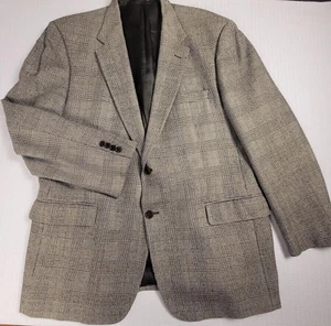 Brooks Brothers Loro Piana Italy Wool Tan Blazer Windowpane Plaid 2-Button 45R - Picture 1 of 12