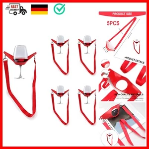 5 Stücke Weinglas Halterung Umhängen, Weinglashalter zum Umhängen, Freihändig... - Bild 1 von 8