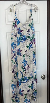 White Blue Purple Floral Ingrid Isabel Maternity Dress Large - Image 1 of 4