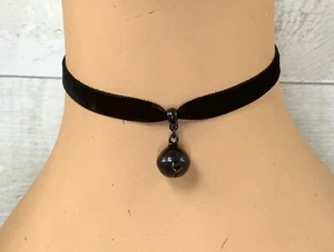 Black Velvet Choker Necklace Black Bell Goth Cat Cosplay Anime Lolita Fashion - Picture 1 of 3