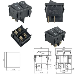 Interruttore a bilanciere doppio interruttore doppio interruttore doppio interruttore 2x 230 V max 6 A - Foto 1 di 6