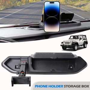 Dash Panel Storage Box Tray Mount Phone Holder for Jeep Wrangler JL JLU JT 18-23 - Picture 1 of 9