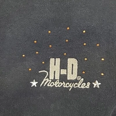 Harley Davidson Hoodie Womens Medium Black Long Sleeve Full Zip Drawstring Moto  - Image 1 of 4
