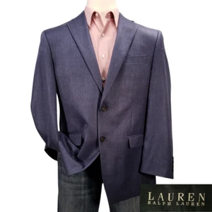 Ralph Lauren Mens Blazer Size 43 Blue Sport Coat Two Button Jacket Suit Silk - Picture 1 of 15