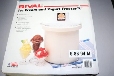 Nuevo de Lote Antiguo Rival 4 cuartos de galón Congelador/Fabricante Modelo 8401 COMO NUEVO ESTADO. Foto 1 de 4