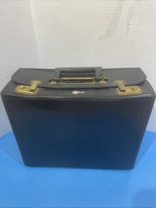 Vintage Antique Pilot File Briefcase With Plane Logo With Key - Picture 1 of 11