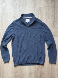 Flags And Anthem Small Blue 1/4 Zip Sweater 100% Cotton - Picture 1 of 5