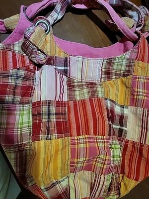 American Eagle de colección. Bolso Hobo Bolso de Mano Rosa a Cuadros Patchwork. BONITO Tela Foto 1 de 4