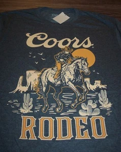 VINTAGE STYLE COORS BEER COWBOY RODEO T-shirt MENS LARGE NEW w/ TAG - Picture 1 of 3