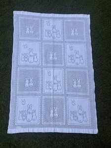 Vintage Clair de lune Bunny Coniglio Crema Bianco Coperta Cellulare Carrozzina 100% Cotone - Foto 1 di 4