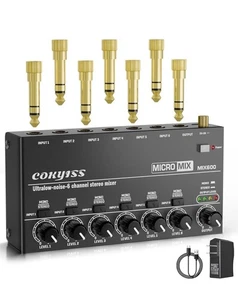 Mini Audio Mixer, 6-Channel Microphone Mixer, Stereo Line Mixer for Sub MIX600S - Picture 1 of 6