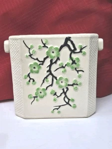 ¡De colección! Contenedor Moriyama Deco Japón 1911 cerámica verde flor de cerezo sin tapa - Imagen 1 de 6
