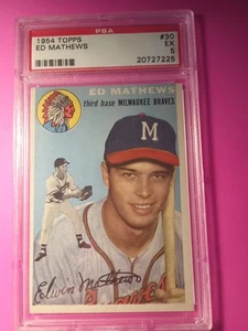 1954 Topps Baseball #30 Ed Mathews PSA 5 - Picture 1 of 5