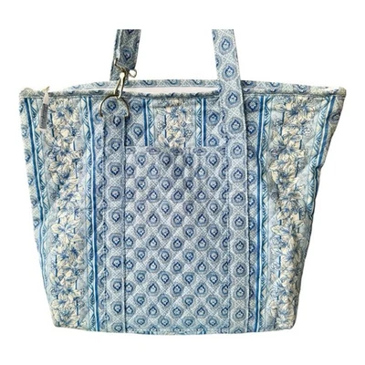 Bolso de Mano Longaberger Azul Provincial Paisley Acolchado  Foto 1 de 4
