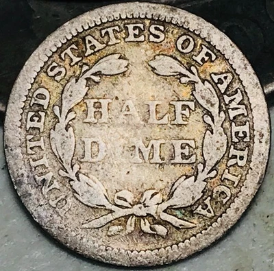 1858 Seated Liberty Half Dime 5C Ungraded Circulated 90% Silver US Coin CC27205 - Image 1 of 4